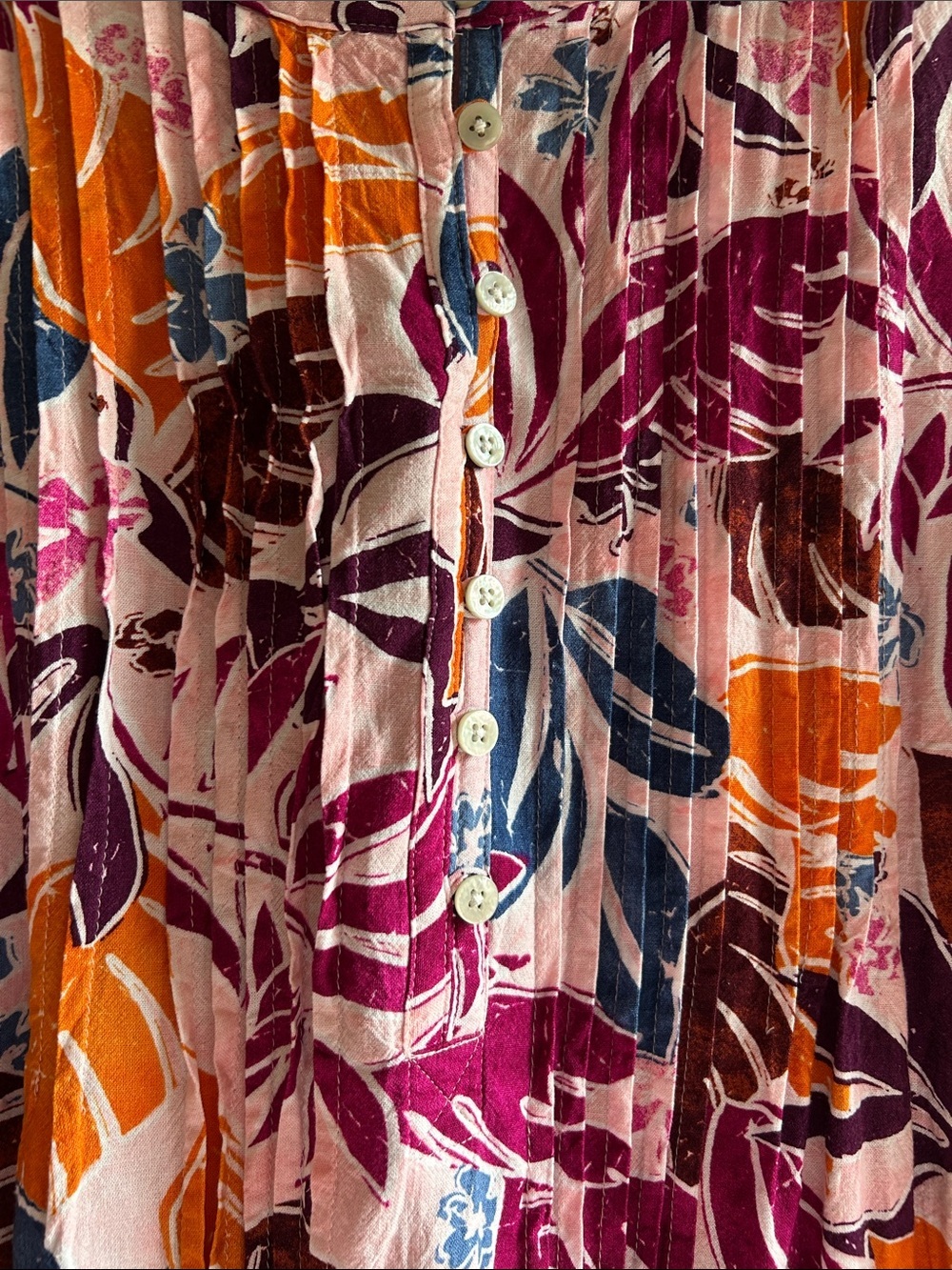 Sonoma 2X Tropical Print Sleeveless Dress Rayon Linen Blend Pockets Plus Size - Picture 4 of 15
